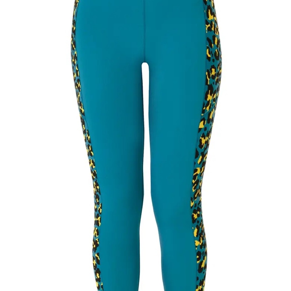 Sweaty Betty Power High Waist Leggings blue pixel leopard print size 8